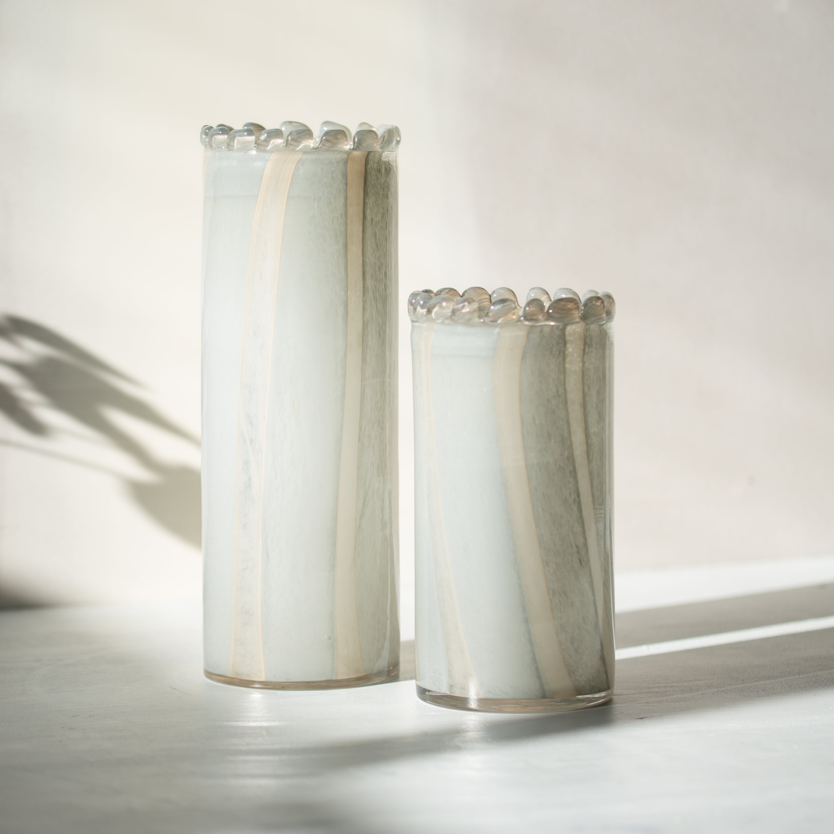 Pettine Stripe Glass Vases | Steel