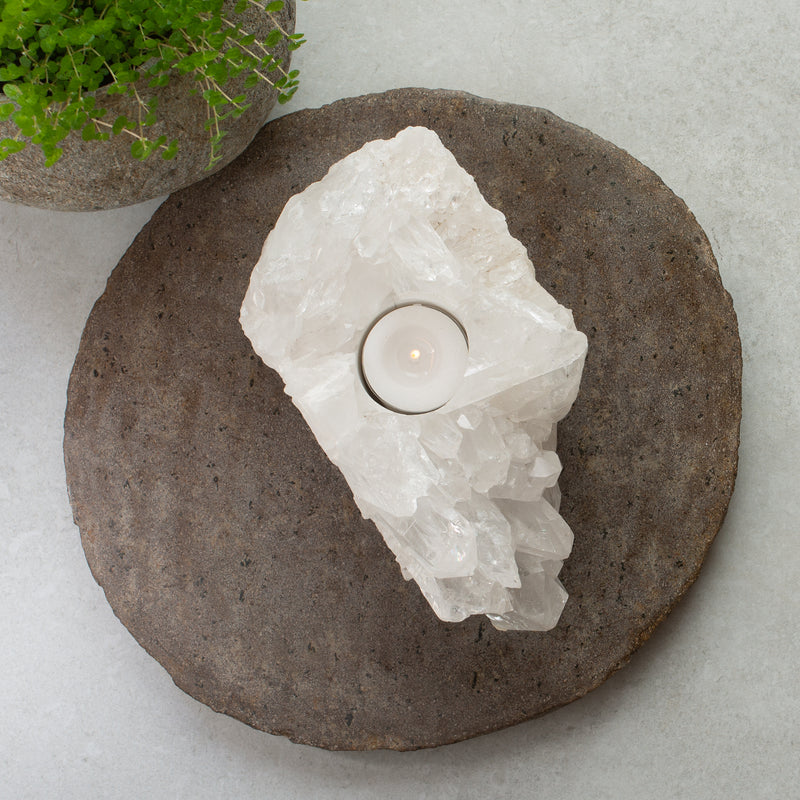 Quartz Cluster Tea Light Candle Holder