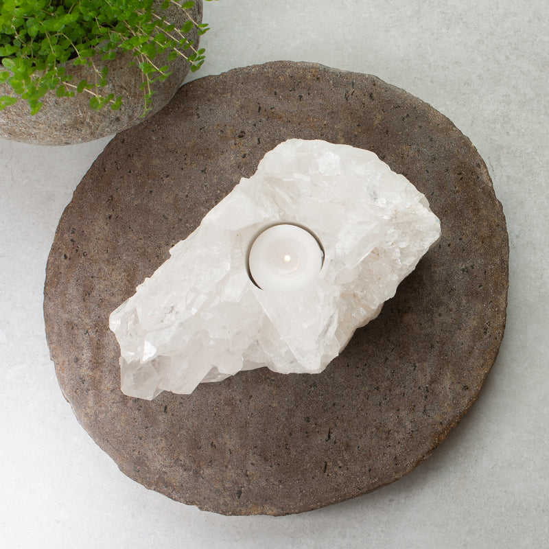 Quartz Cluster Tea Light Candle Holder