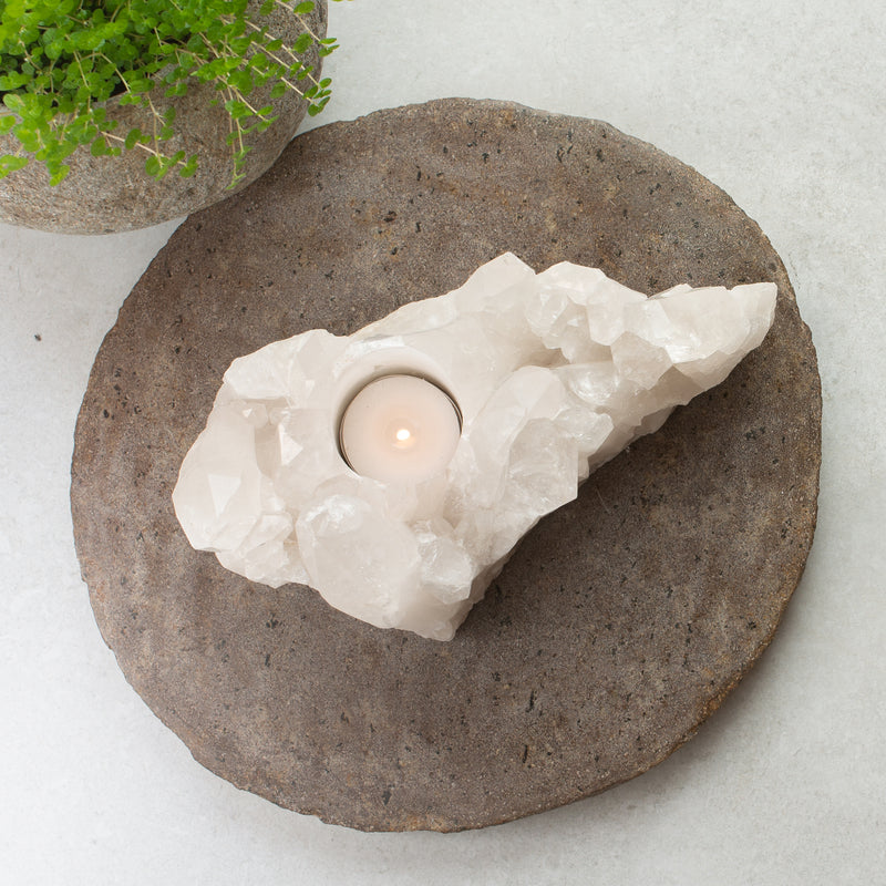 Quartz Cluster Tea Light Candle Holder