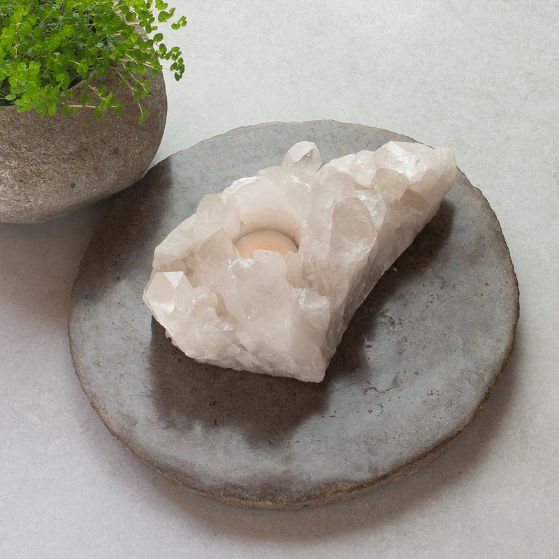 Quartz Cluster Tea Light Candle Holder