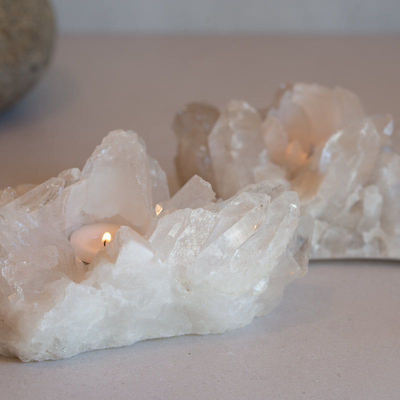 Quartz Cluster Tea Light Candle Holder