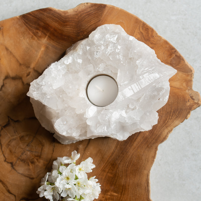 Quartz Cluster Tea Light Candle Holder