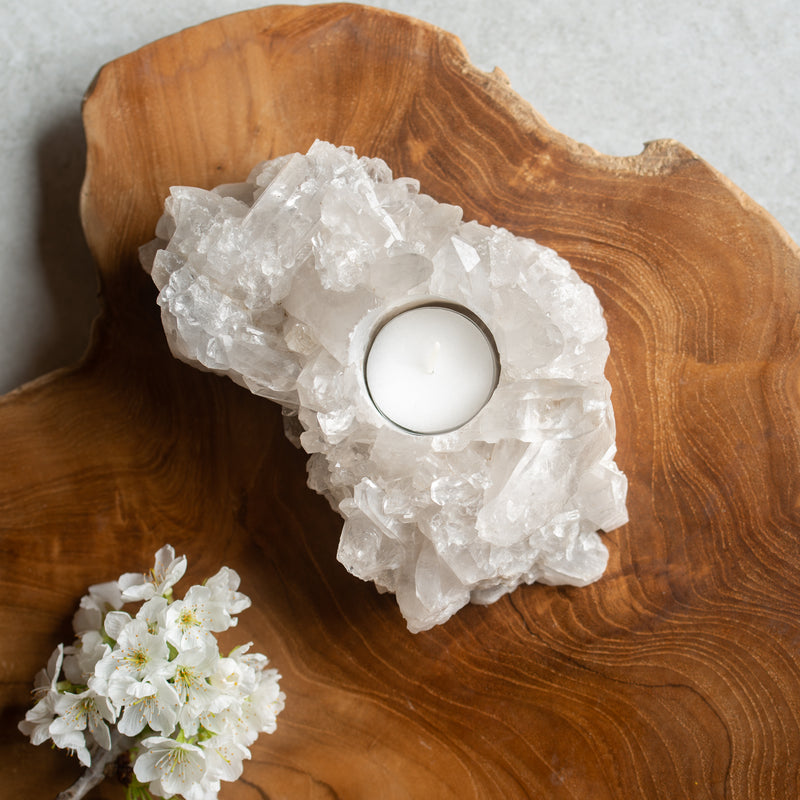 Quartz Cluster Tea Light Candle Holder