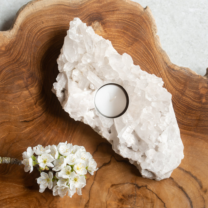 Quartz Cluster Tea Light Candle Holder