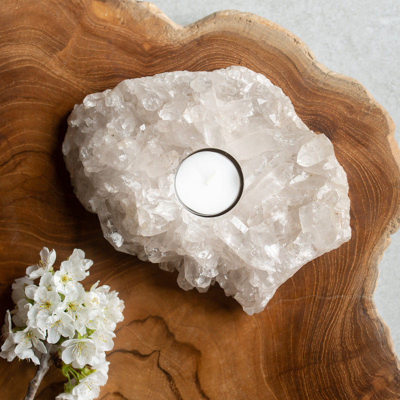 Quartz Cluster Tea Light Candle Holder