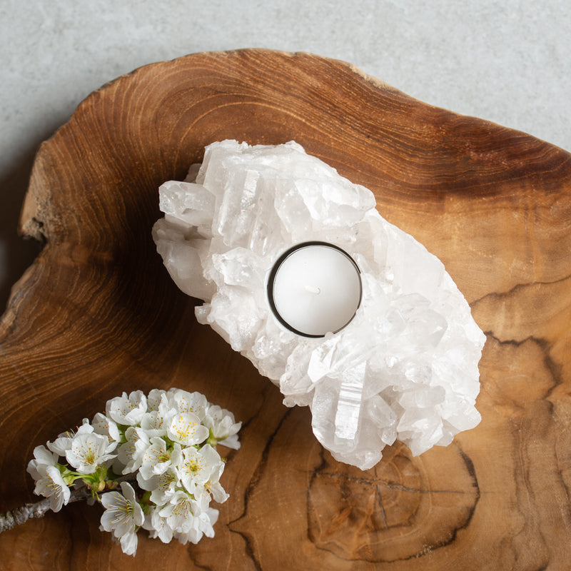 Quartz Cluster Tea Light Candle Holder