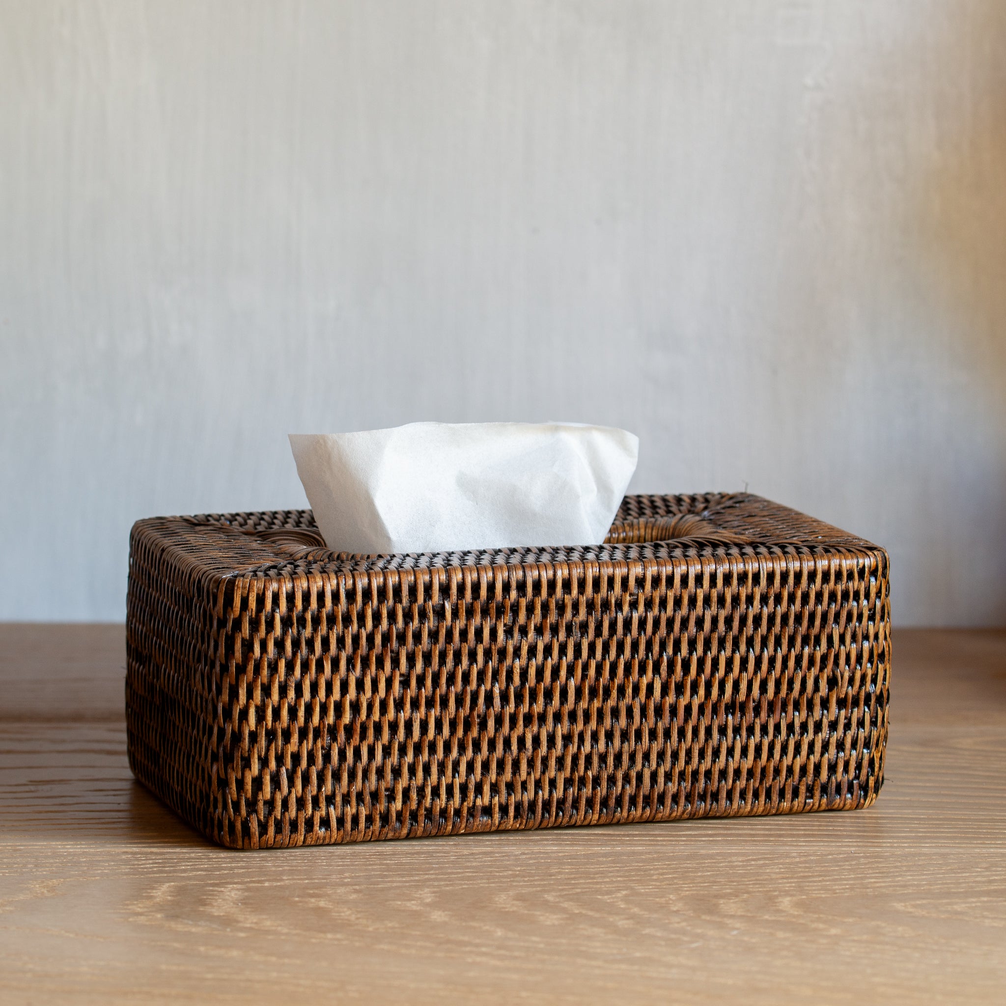 Rattan Tissue Box | Rectangular | Brun