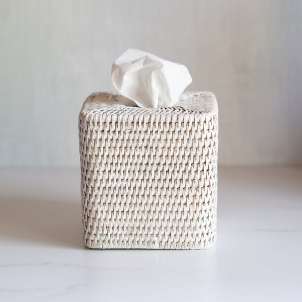 Rattan Tissue Box | Square | Blanc