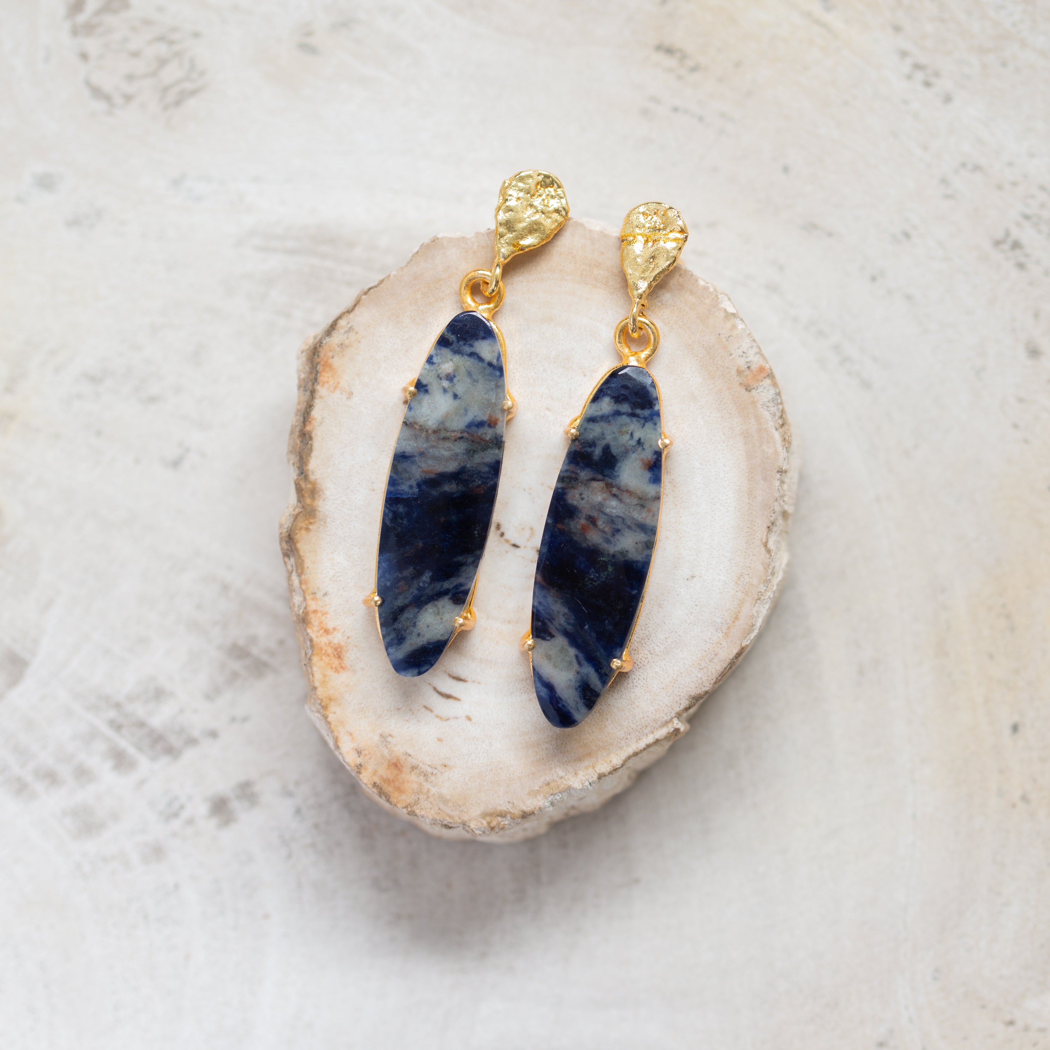 Raw Crystal Stone Earrings | Sodalite