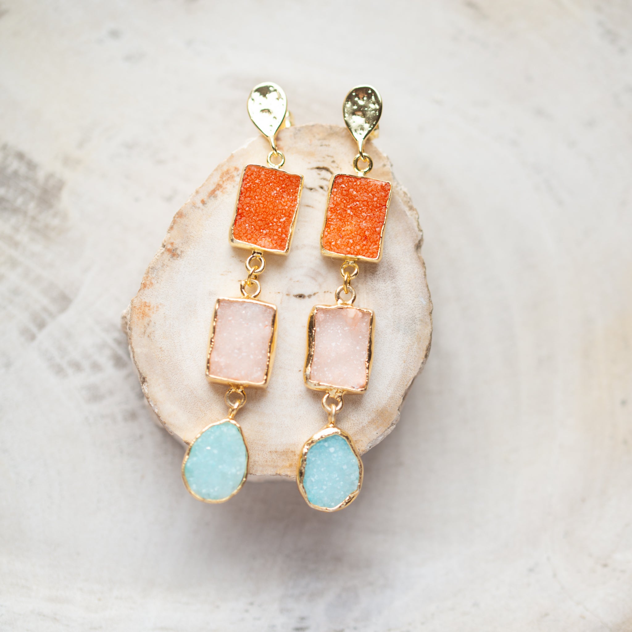 Raw Crystal Stone Earrings | Summer Druzy