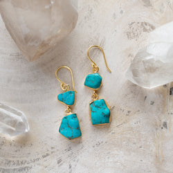 Raw Crystal Stone Earrings | Double Drop A