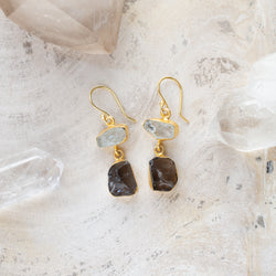 Raw Crystal Stone Earrings | Double Drop K