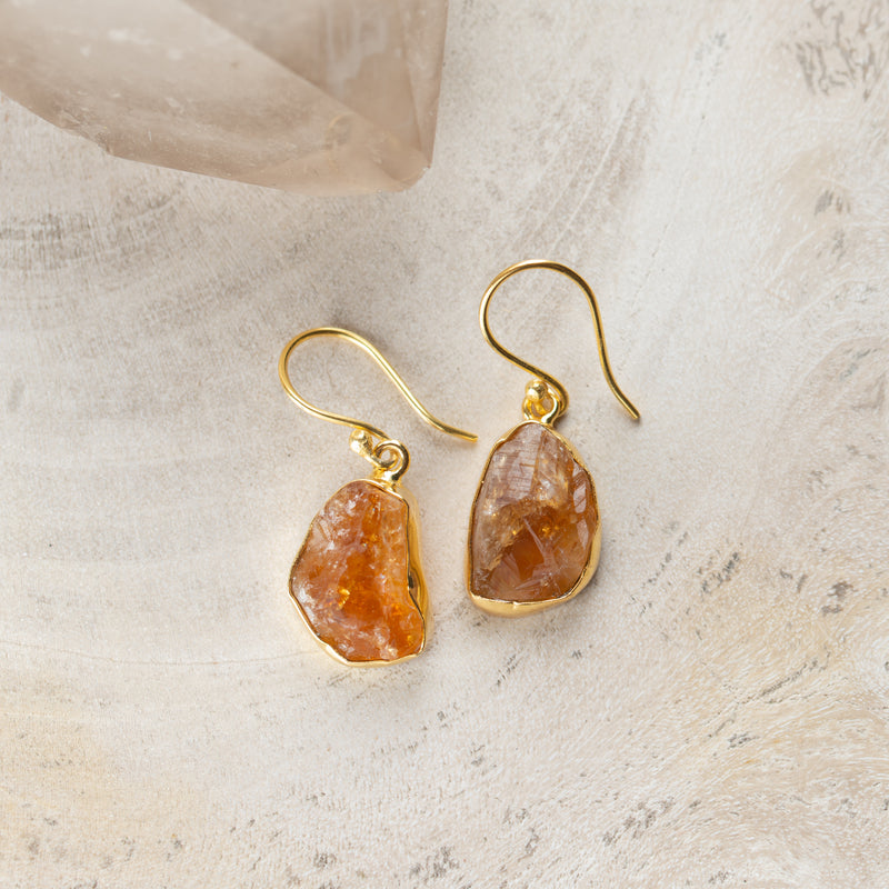 Raw Crystal Stone Earrings | Single Drop B