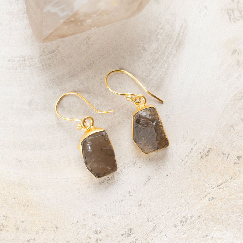 Raw Crystal Stone Earrings | Single Drop D