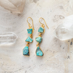 Raw Crystal Stone Earrings | Triple Drop A