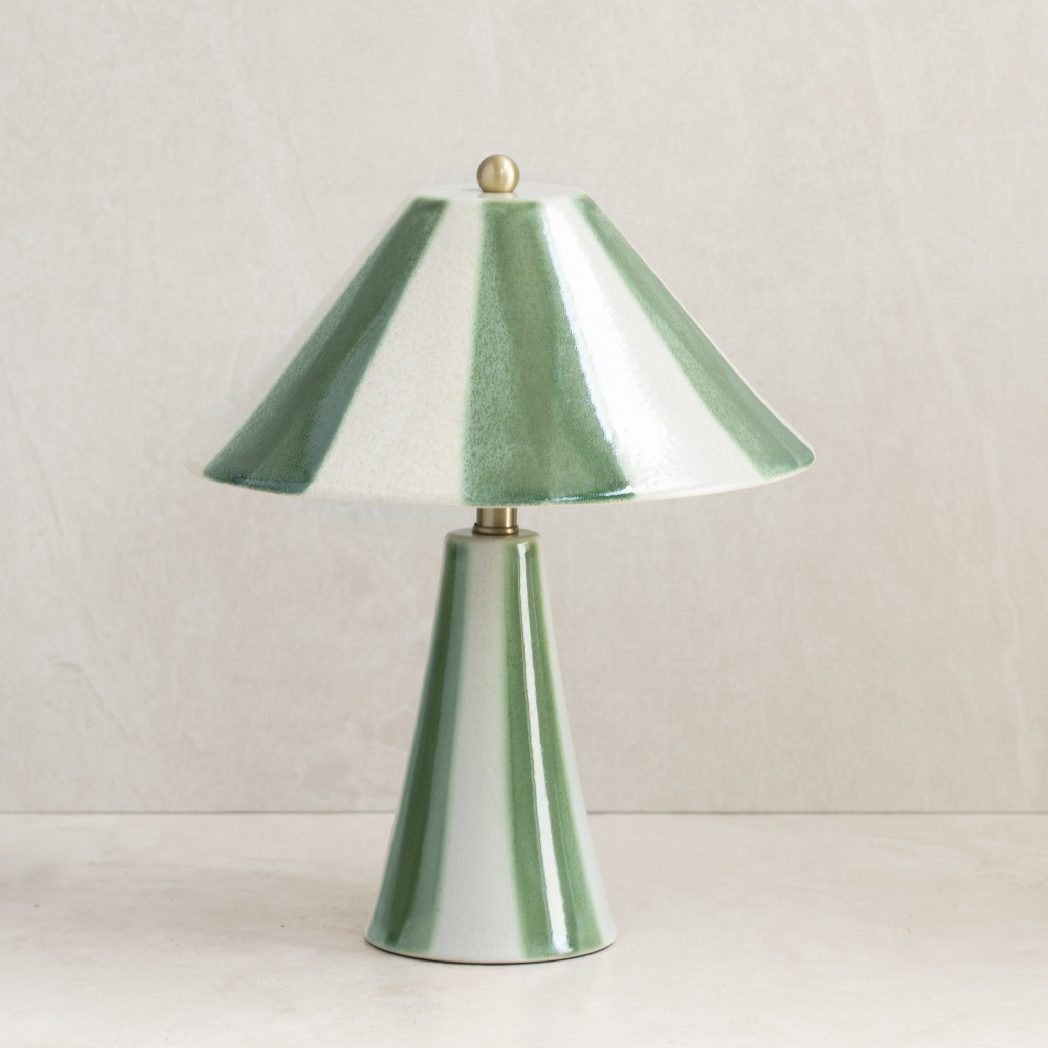Raya Ceramic Table Lamp | Green/Ivory