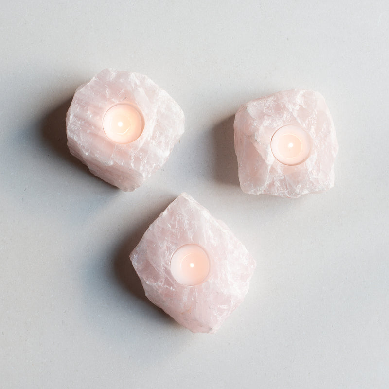 Rose Quartz Tea Light Candle Holder