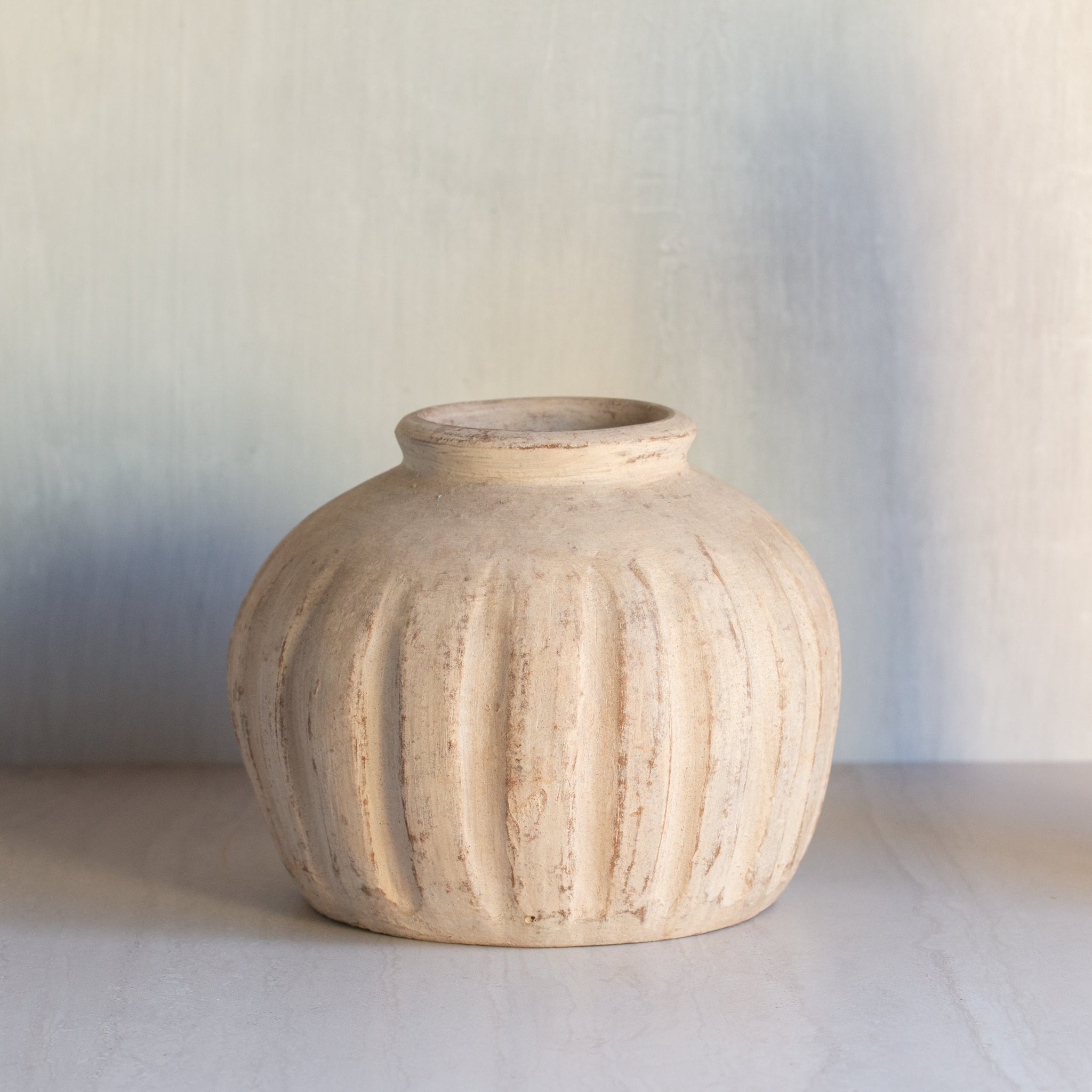 Rustic Terracotta Pot | Vertical Ribbed
