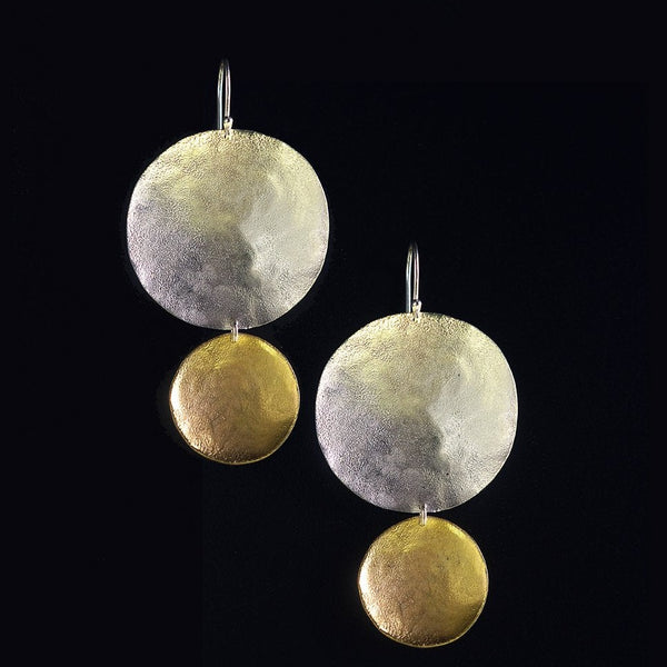 Sio Hammered Disc Earrings | Silver & Gold
