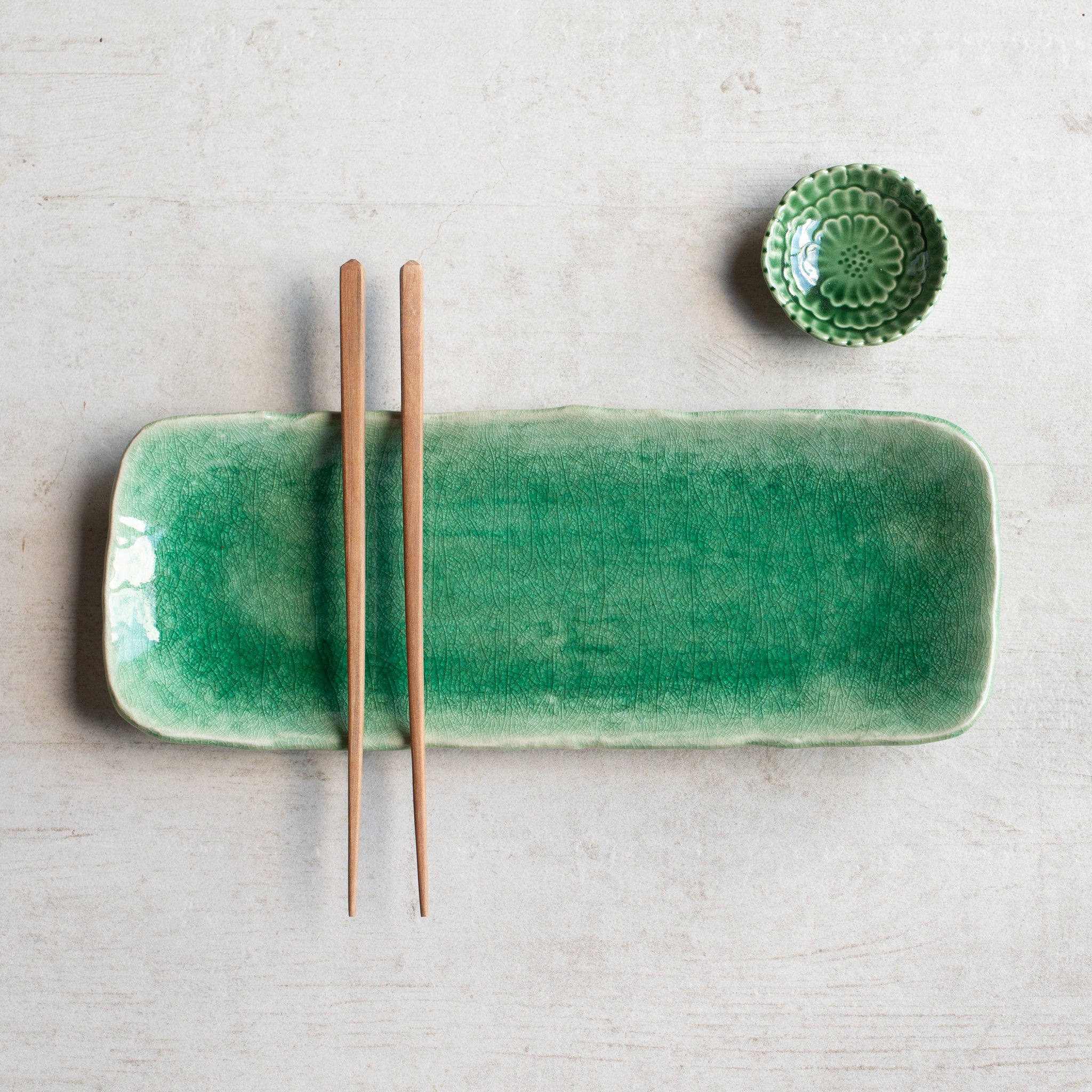 Japanese Ceramics | Sashimi Plate | Sea Green