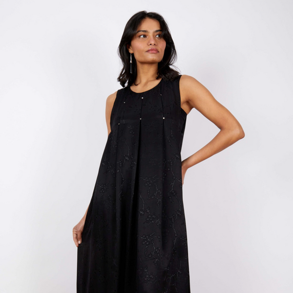 Vines Black Dress | Free Size