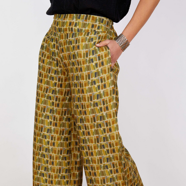 Linen Viscose Pant | Verde | Free Size