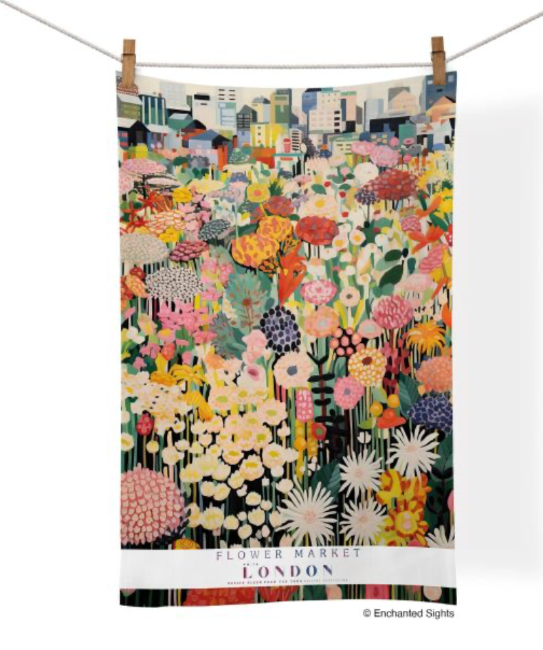 Flower Market Cotton Tea Towel