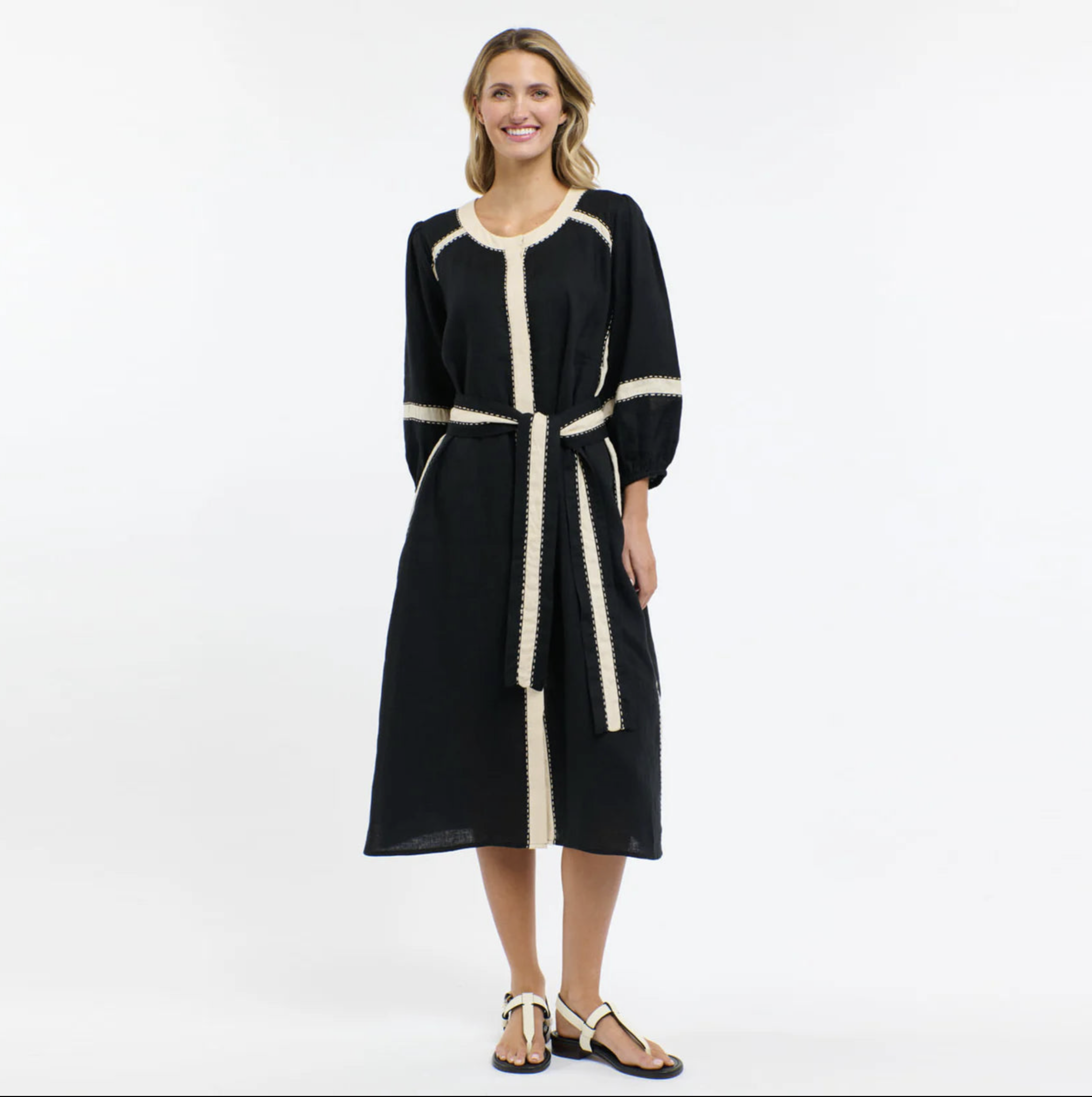 Linen Dress | Caro Resort | Black + Natural