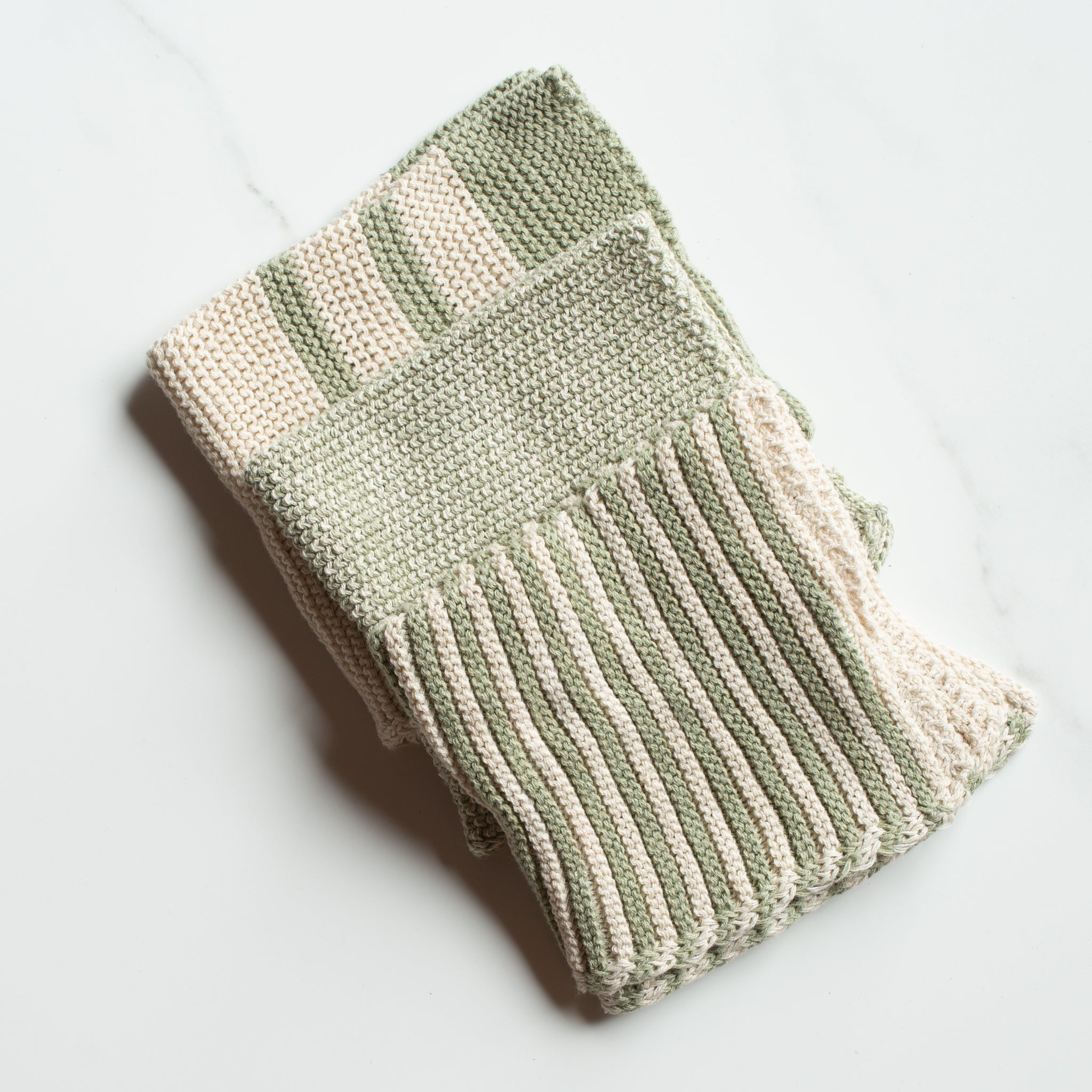 Kitty Cotton Knit Cloths | 3 Pk | Moss