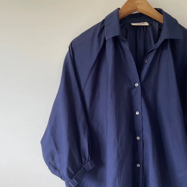 Silk + Cotton Shirt | Navy