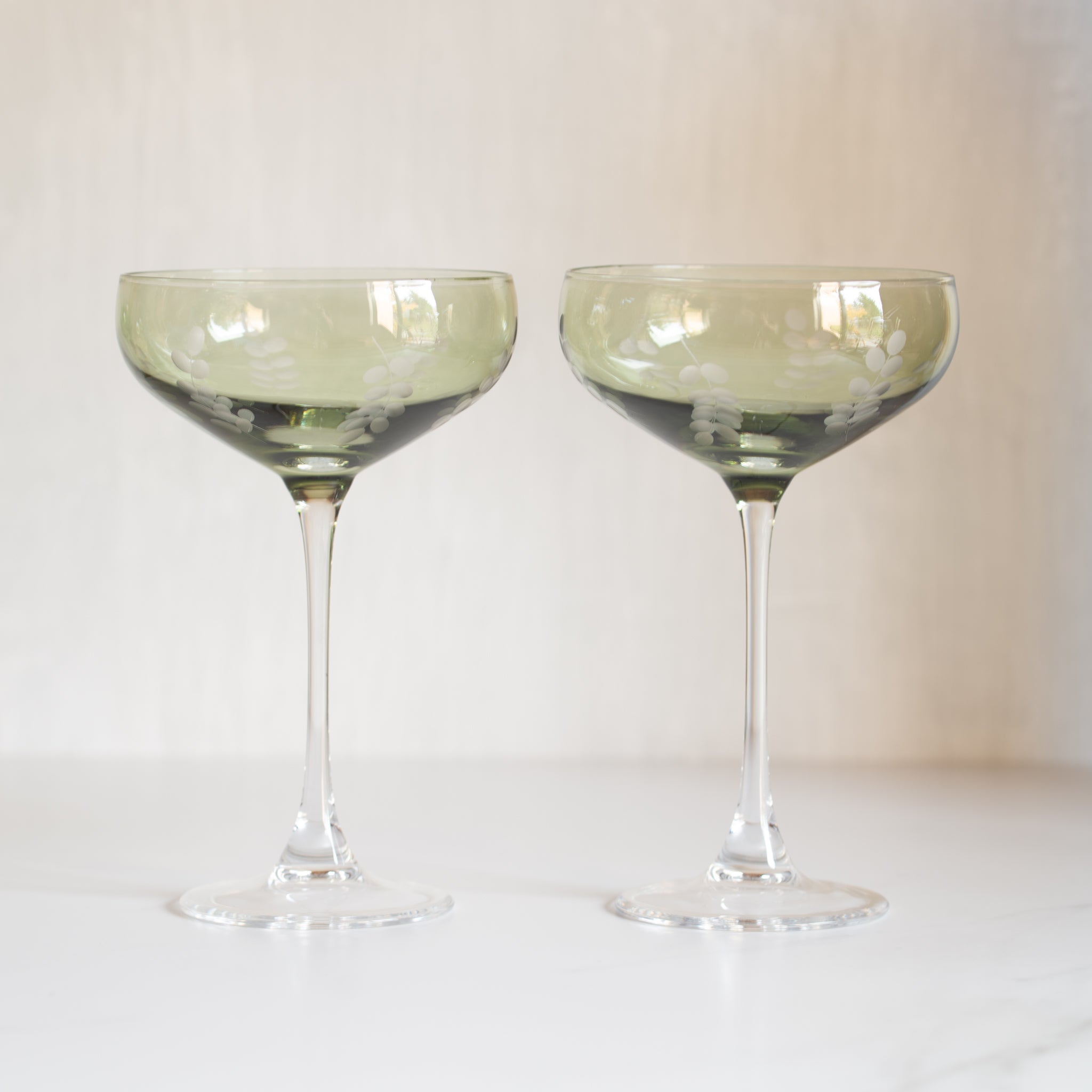 Sienna Etched Coupe | Set/2 | Green