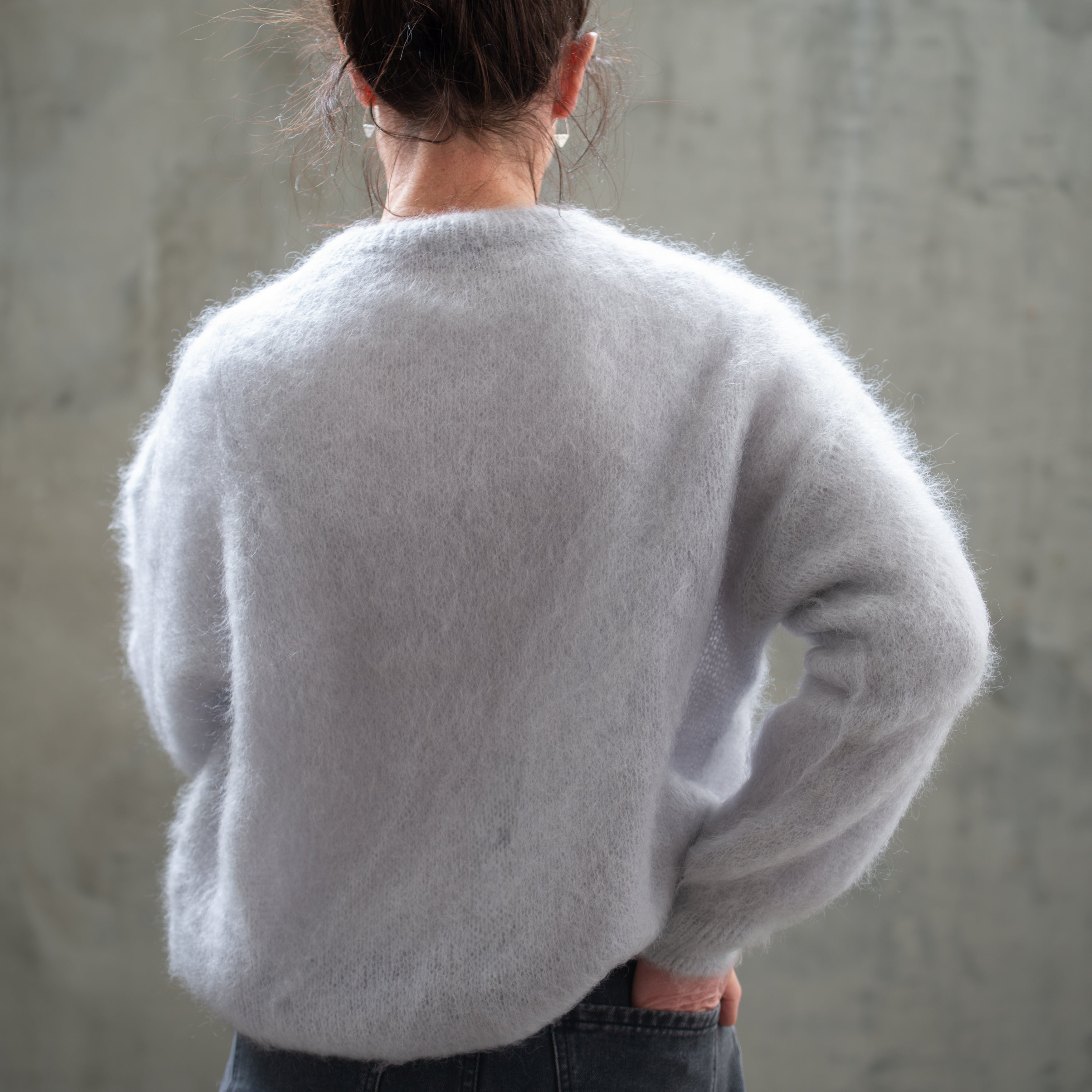 Kid Mohair Crew Knit | Silver