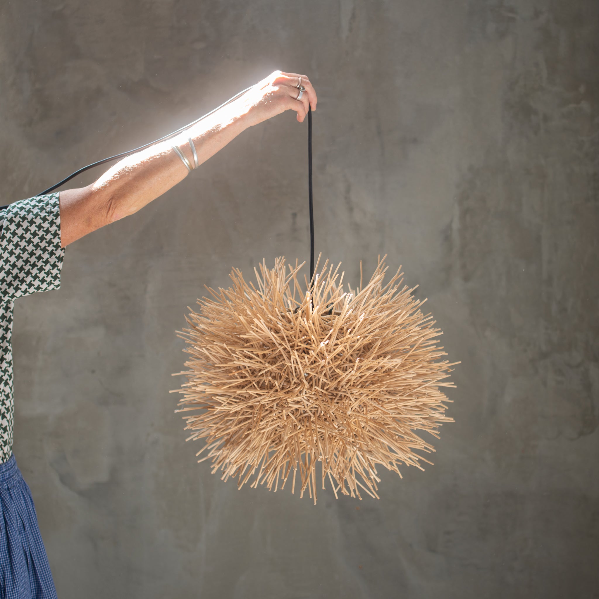 Spiky Urchin Rattan Light Shade | Natural | Medium