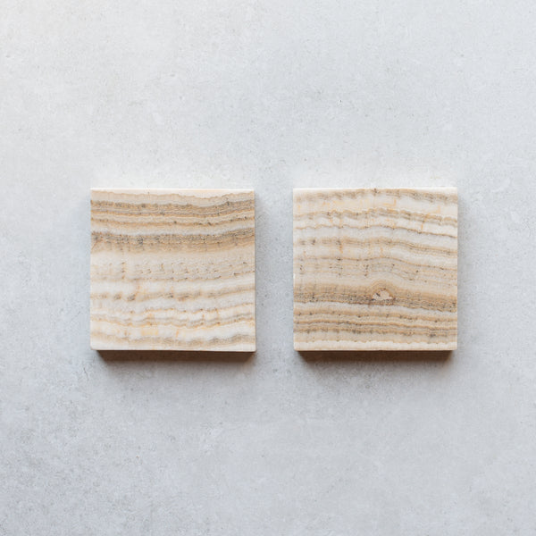 Marble Onyx Coasters | Pair | Square