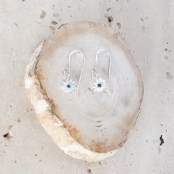 Sterling Silver Earrings | Sapphire Daisy