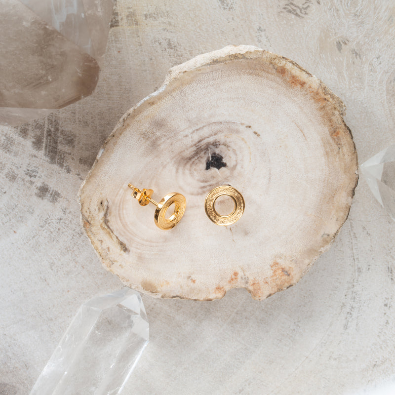 Sterling Silver | 24k Gold Vermeil Textured Circle Studs