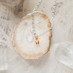 Sterling Silver Necklace | Oak Leaf + Acorn