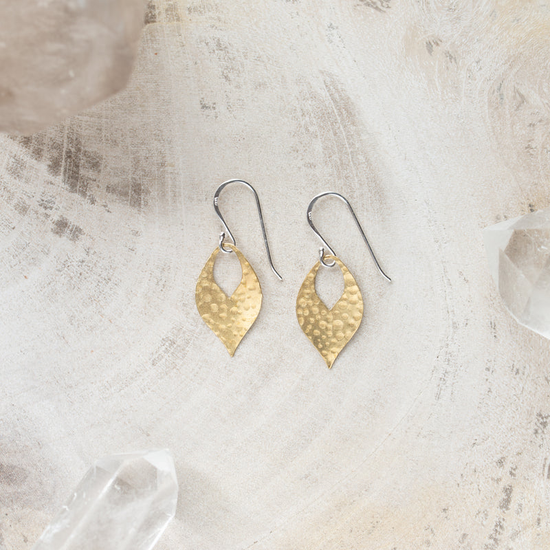 Sterling Silver + Brass Earring | Leaf