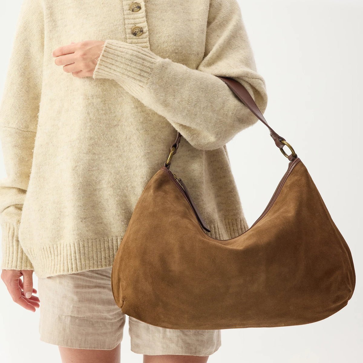 Juju & Co. | Suede Slouchy Bag | Chestnut