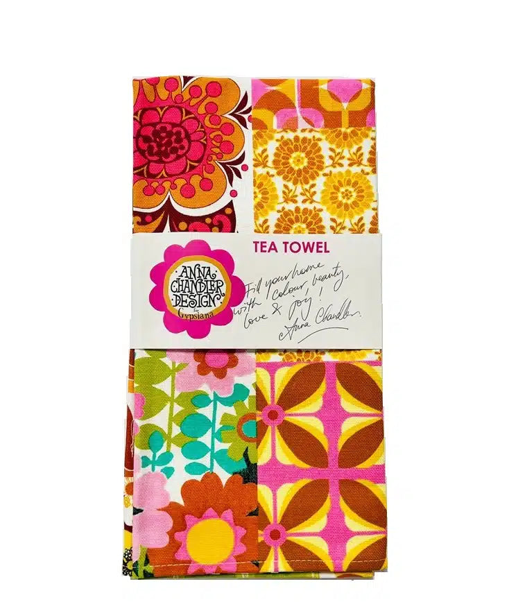 Cotton Tea Towel |  Seventies Orange