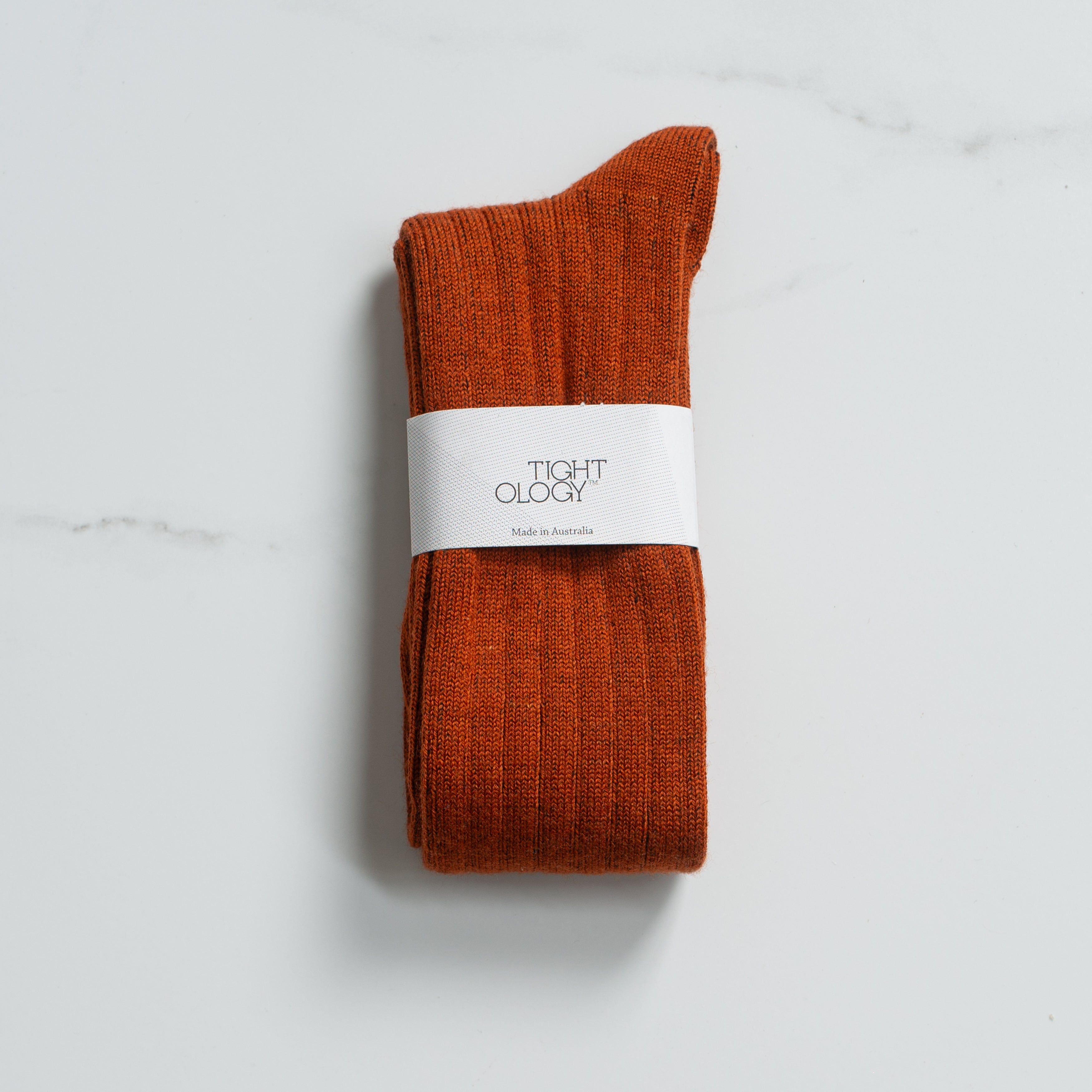 Merino Knee High Rib Socks | Paprika | OS