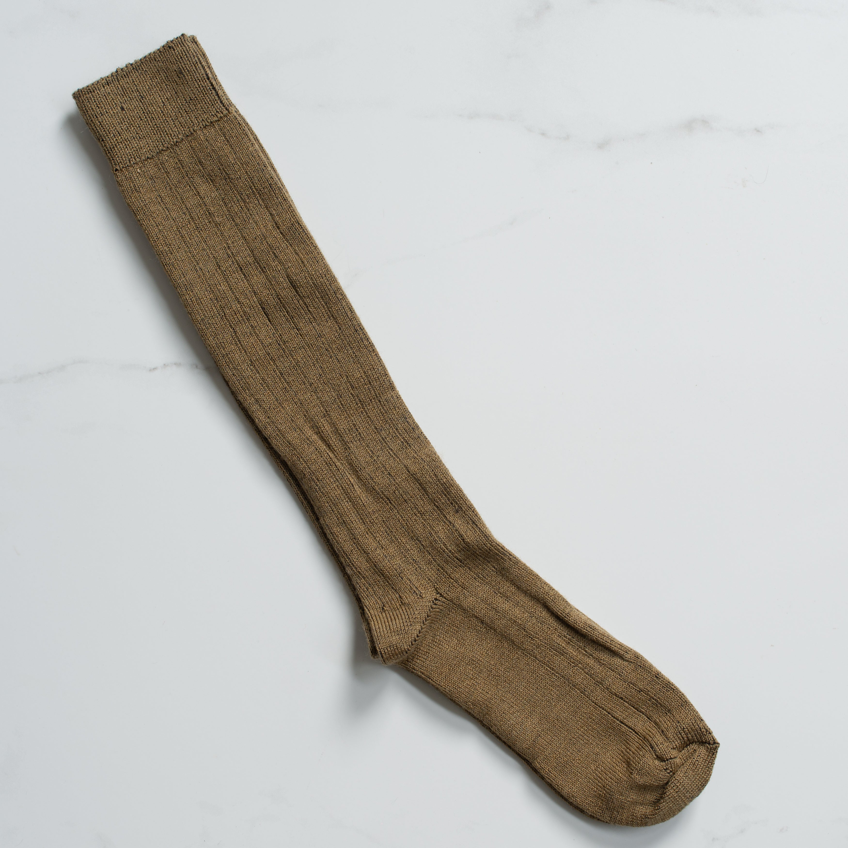 Merino Knee High Rib Socks | Khaki | OS