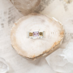 vS|B Square Amethyst Bridge Ring | Sterling Silver