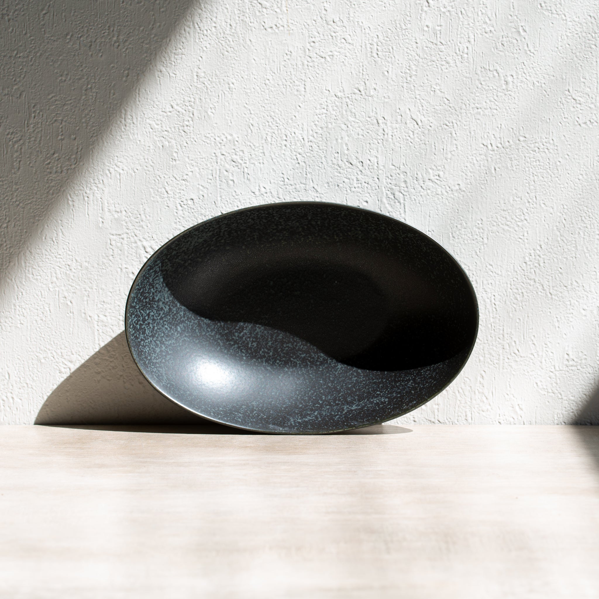 Japanese Ceramics | Wabisabi Long Oval Bowl | Black