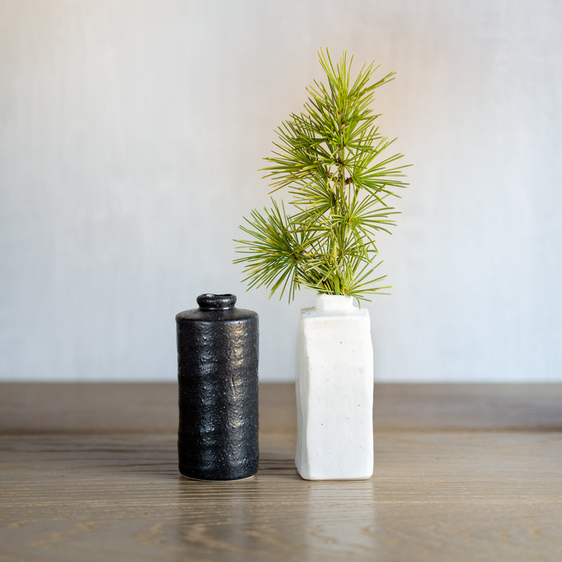 Japanese Ceramics | Black Bud Vase | Round