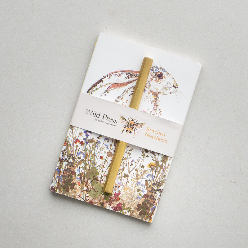 Wildflower Hare Stitched Notebook + Brass Pen Gift Set