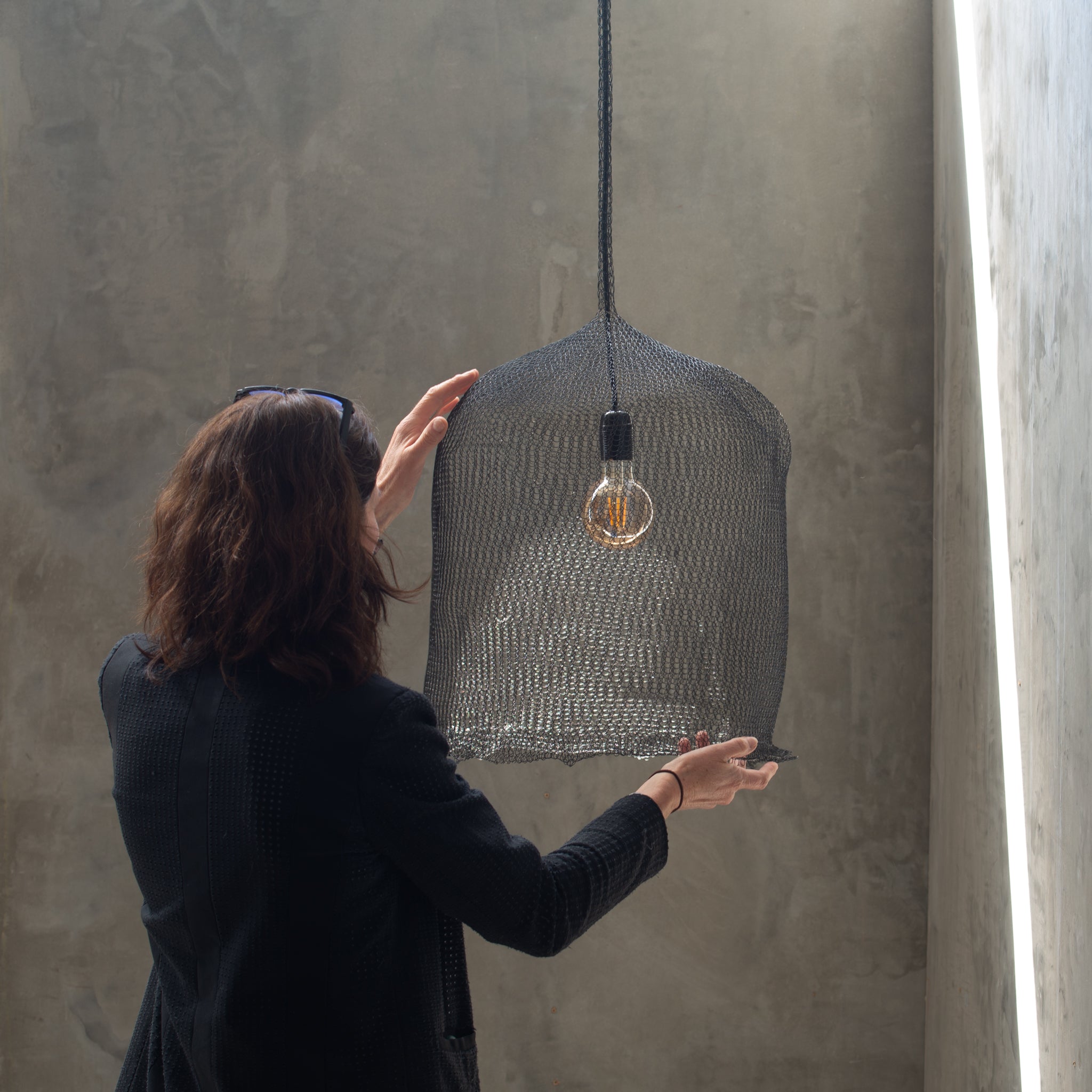 Hand Woven Wire Light Shade | Whimsy | Black Mist