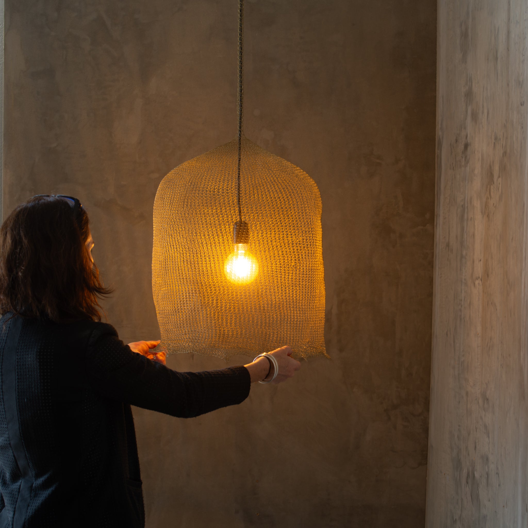 Hand Woven Wire Light Shade | Whimsy | Gold