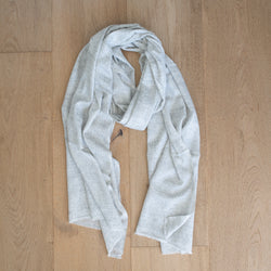 Cashmere Wool blend Scarf | Light Grey Marle